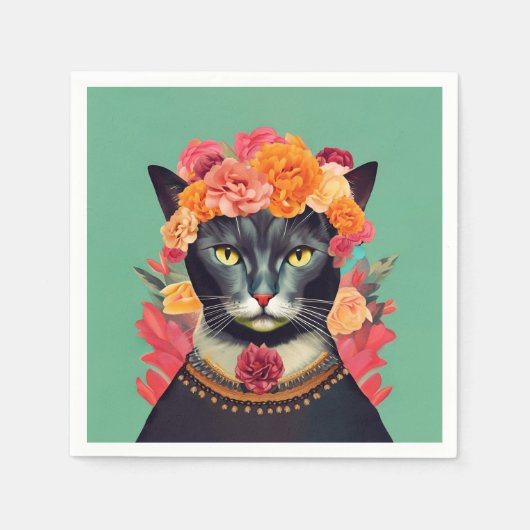 Serviette En Papier Frida le chat (Devant)