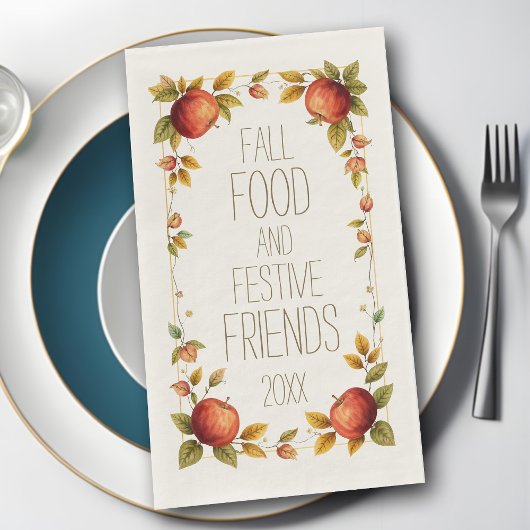 Serviette En Papier Friendsgiving Fall Food Festive Friends Apple Leaf