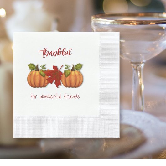 Serviette En Papier Friendsgiving Thankful pour les amis Diner des ser