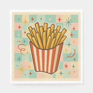 Serviette En Papier Frites dans un art rétro amusant des années 50