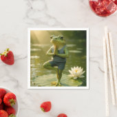 Serviette En Papier Frog In a Yoga Tree Pose (En situation)