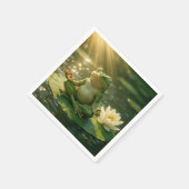 Serviette En Papier Frog Meditating On a Lily Pad (Coin)