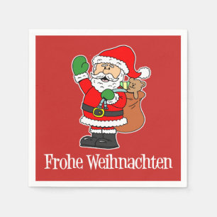 Serviette En Papier Frohe Weihnachten Allemagne Noël Père Noël