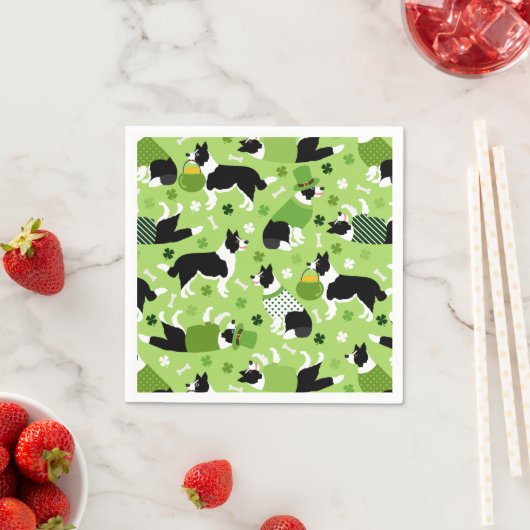 Serviette En Papier Frontale de la Saint Patrick Collie Motif (En situation)