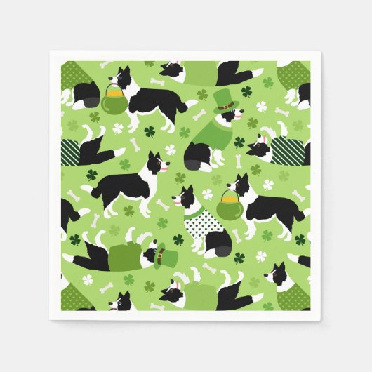 Serviette En Papier Frontale de la Saint Patrick Collie Motif (Devant)