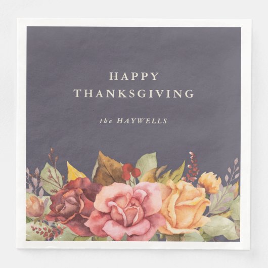 Serviette En Papier Frontale florale automnale/automnale Thanksgiving (Devant)