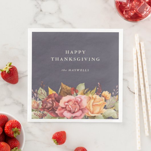 Serviette En Papier Frontale florale automnale/automnale Thanksgiving (En situation)