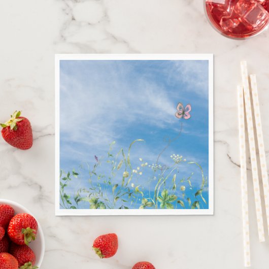 Serviette En Papier Frontière fleur sauvage Sur Ciel Été (En situation)
