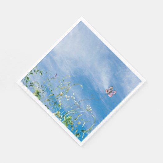 Serviette En Papier Frontière fleur sauvage Sur Ciel Été (Coin)