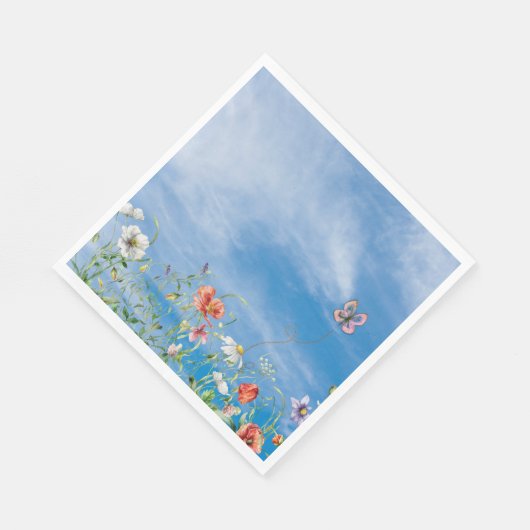 Serviette En Papier Frontière fleur sauvage Sur Ciel Été (Coin)