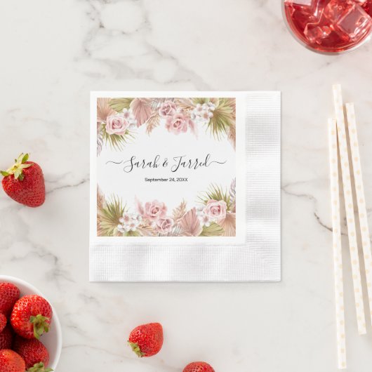 Serviette En Papier Frontière florale de Boho (En situation)