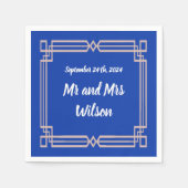 Serviette En Papier Frontière or Rose moderne Marine Bleu Cocktail ser (Devant)