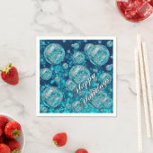 Serviette En Papier Frosty Blue Snowflake Bubbles Holiday Napkins (En situation)