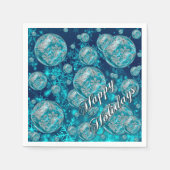 Serviette En Papier Frosty Blue Snowflake Bubbles Holiday Napkins (Devant)