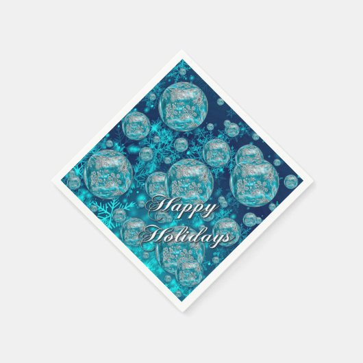 Serviette En Papier Frosty Blue Snowflake Bubbles Holiday Napkins (Coin)