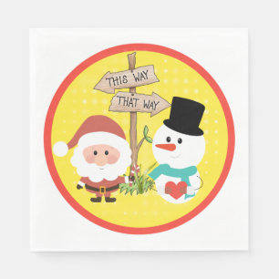 Serviette En Papier Frosty ou Père Noël ? Quel chemin pour Noël ?
