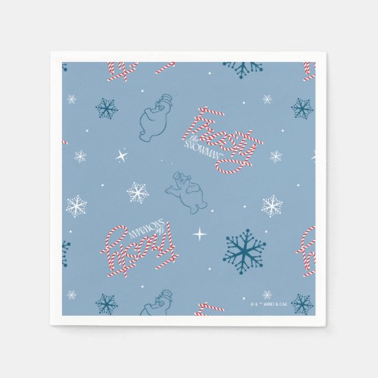 Serviette En Papier Frosty Snowman Blue Snowflake Motif (Devant)