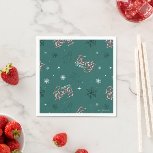 Serviette En Papier Frosty Snowman Green Snowflake Motif (En situation)