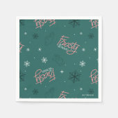 Serviette En Papier Frosty Snowman Green Snowflake Motif (Devant)
