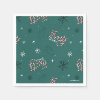 Serviette En Papier Frosty Snowman Green Snowflake Motif