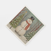 Serviette En Papier Frosty's Snowy Scene Noël personnalisé (Coin)