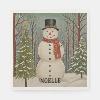 Serviette En Papier Frosty's Snowy Scene Noël personnalisé