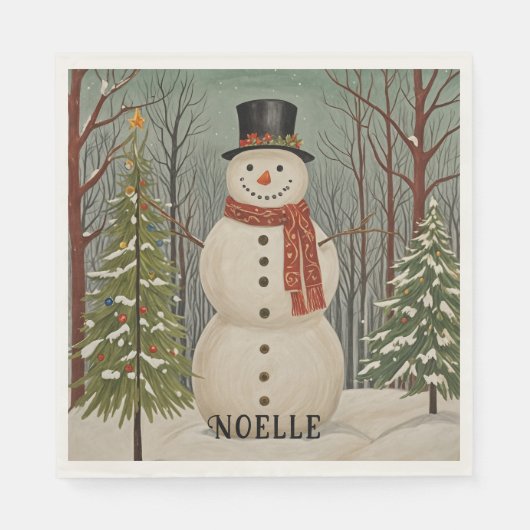 Serviette En Papier Frosty's Snowy Scene Noël personnalisé (Devant)