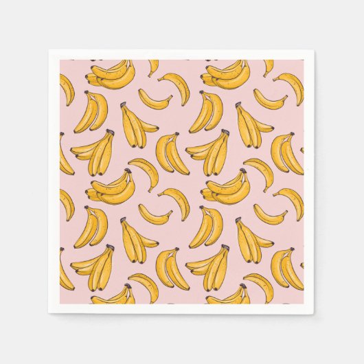 Serviette En Papier Fruit bananier été jaune rose (Devant)