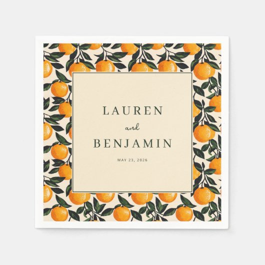 Serviette En Papier Fruit Citron Orange Joyeux (Devant)
