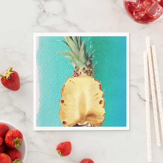 Serviette En Papier Fruit d'ananas tropical d'été Fête d'anniversaire (En situation)