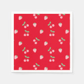 Serviette En Papier Fruit de Fruit de Cerise Rose Motif Rouge (Devant)