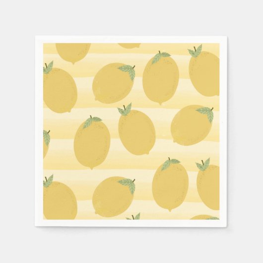 Serviette En Papier Fruit d'été Fruit jaune citron Aquarelle Fête (Devant)