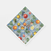 Serviette En Papier Fruit d'été méditerranéen & Mosaïque Bleue Blanc (Coin)