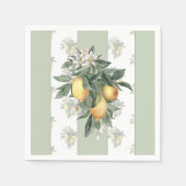 Serviette En Papier Fruit du citron | Rayé vert et blanc (Devant)