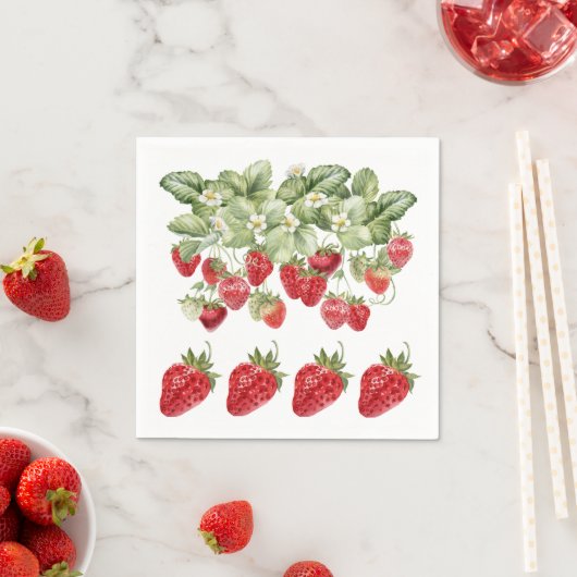 Serviette En Papier Fruit fraise Feuille Découpage (En situation)