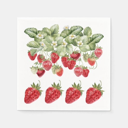 Serviette En Papier Fruit fraise Feuille Découpage (Devant)