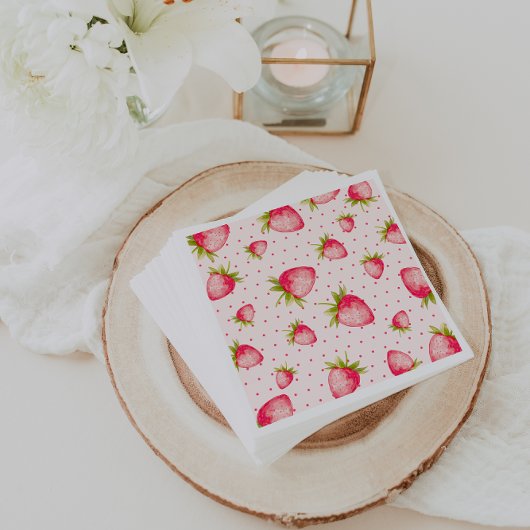 Serviette En Papier Fruit fraise Pink Green Party