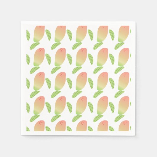 Serviette En Papier Fruit Mango tropical Green Orange Party (Devant)