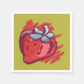 Serviette En Papier Fruit Motif fraises sur l'or fêté (Devant)