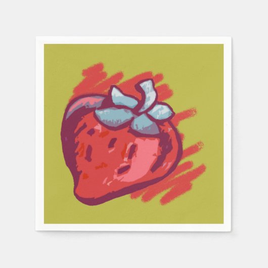 Serviette En Papier Fruit Motif fraises sur l'or fêté (Devant)