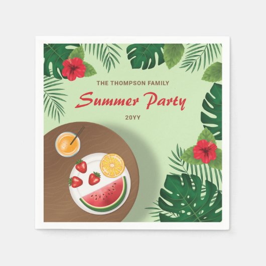 Serviette En Papier Fruit Plate Vert Jardin Pique-Nique Été (Devant)