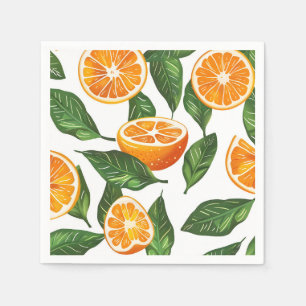 Serviette En Papier Fruits Botaniques Orange Citrus Sans Couture
