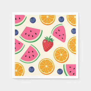 Serviette En Papier Fruits Colorés d'Été Pastèque Orange