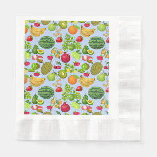 Serviette En Papier Fruits colorés Motif 01.b Lblue BG