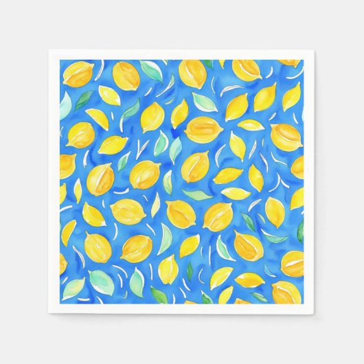 Serviette En Papier Fruits d'agrumes jaune cool Aquarelle Citron Motif (Devant)