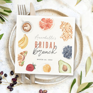 Serviette En Papier Fruits de café gaufre Aquarelle Brunch nuptial