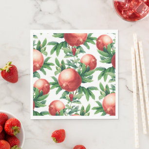 Serviette En Papier Fruits de grenade rouge et Feuilles verts