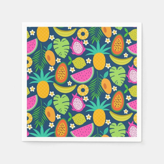 Serviette En Papier Fruits de la tropicale Ananas Banane Pastèque (Devant)