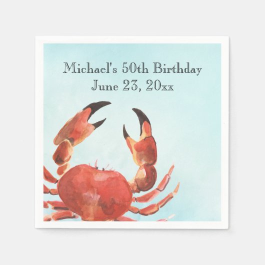 Serviette En Papier Fruits de mer Crabe bouille fête d'anniversaire (Devant)