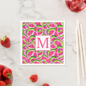 Serviette En Papier Fruits de pastèque rose Motif Monogramme (En situation)
